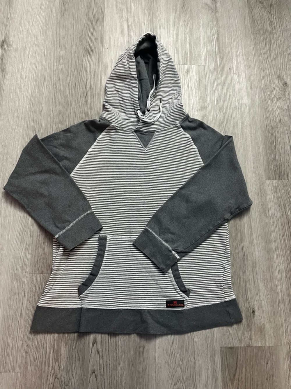 159–Parasuco Grey Striped Hooded Pullover